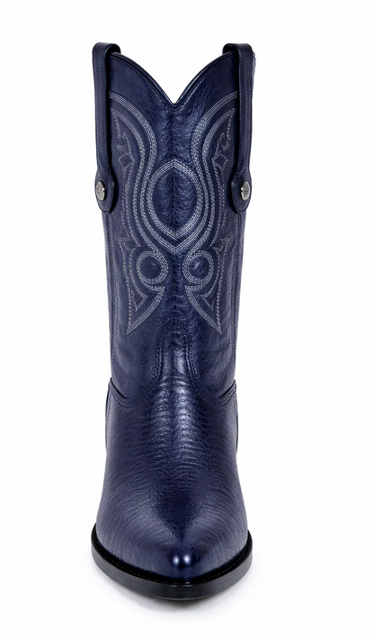 J Toe Cowboy Boots - J Toe Western Boots - Los Altos Navy J-Toe Genuine Teju Lizard