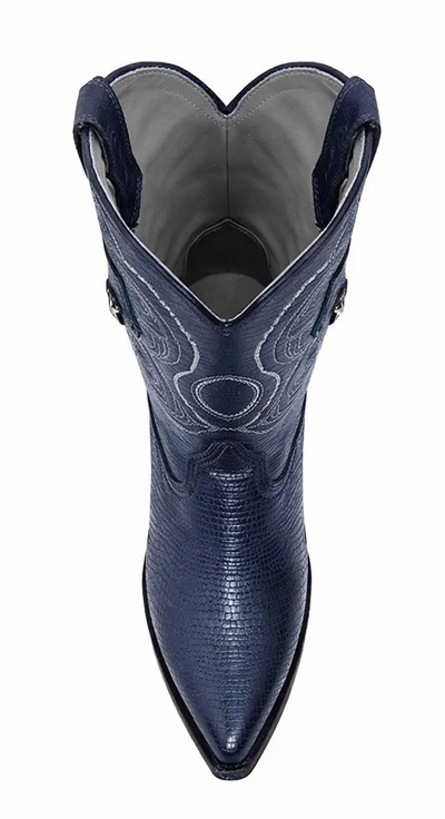J Toe Cowboy Boots - J Toe Western Boots - Los Altos Navy J-Toe Genuine Teju Lizard
