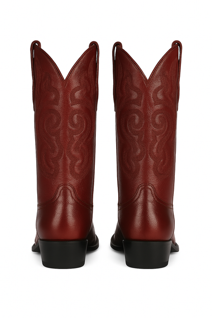 J Toe Cowboy Boots - J Toe Western Boots - Los Altos Boots - Mens Dress Cowboy Boot - Low Priced Burgundy Eel Cowboy Boots J-Toe- in  Burgundy
