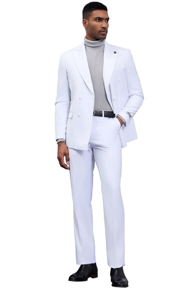 Men's Designer Stacy Adams Classic Double Breasted Suit in White 4 SMD282H1-08-34R  - from alligatorwarehouse.com