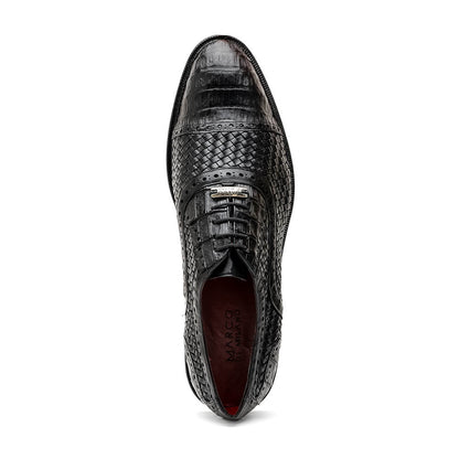 Marco Di Milano John Woven Caiman Crocodile Oxfords Black
