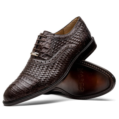 Marco Di Milano John Brown Shoes Exotic Caiman Crocodile / Woven Leather Dress Oxfords 3 JOHN_CAIMAN FUSCUS_BROWN_8  - from alligatorwarehouse.com