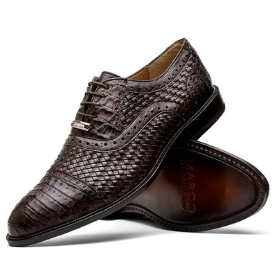 Marco Di Milano John Woven Caiman Crocodile Oxfords Brown
