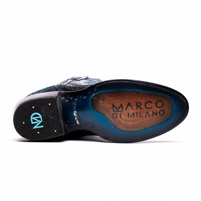 Marco Di Milano Kansas Black / Blue Python Round Toe Cowboy Boots 5   - from alligatorwarehouse.com
