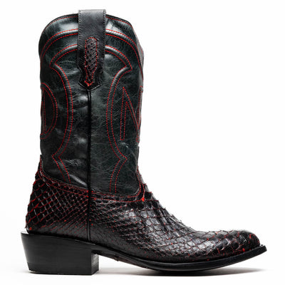 Marco Di Milano Kansas BlackCherry Python Round Toe Cowboy Boots 3   - from alligatorwarehouse.com