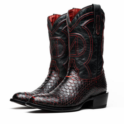 Marco Di Milano Kansas BlackCherry Python Round Toe Cowboy Boots 2   - from alligatorwarehouse.com