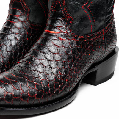 Marco Di Milano Kansas BlackCherry Python Round Toe Cowboy Boots 4   - from alligatorwarehouse.com
