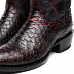 Marco Di Milano Kansas BlackCherry Python Round Toe Cowboy Boots