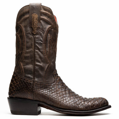 Marco Di Milano Kansas Brown Python Round Toe Cowboy Boots 4   - from alligatorwarehouse.com
