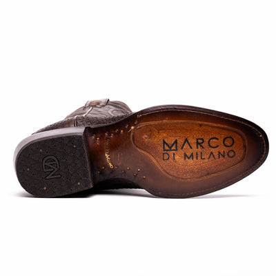 Marco Di Milano Kansas Brown Python Round Toe Cowboy Boots 5   - from alligatorwarehouse.com