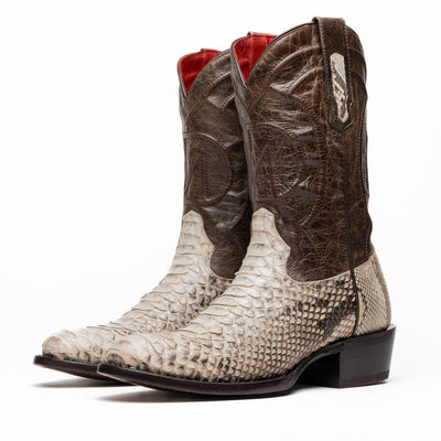 Marco Di Milano Kansas Natural Python Round Toe Cowboy Boots 2   - from alligatorwarehouse.com