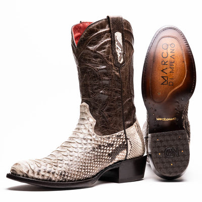 Marco Di Milano Kansas Natural Python Round Toe Cowboy Boots 1   - from alligatorwarehouse.com