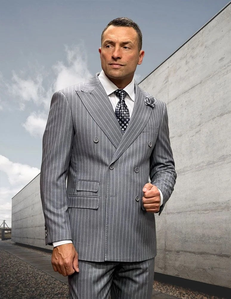 Statement Suit - Statement Italy Suit - Wool Suit - Statement Men's 2 Piece 100% Wool Fashion Suit - Pinstripe