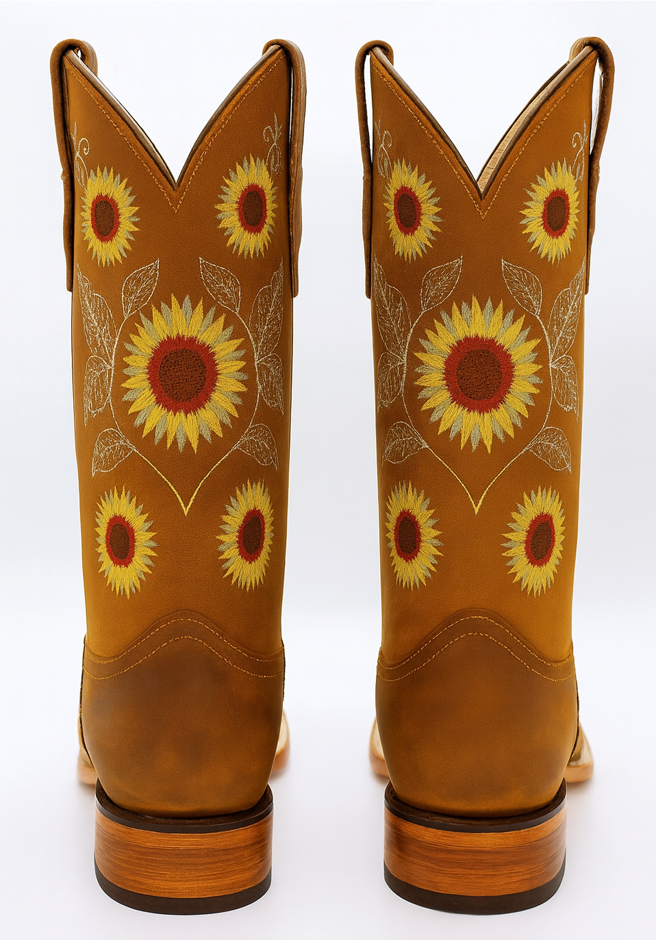 Kids Sunflower Square Toe Cowgirl Boots