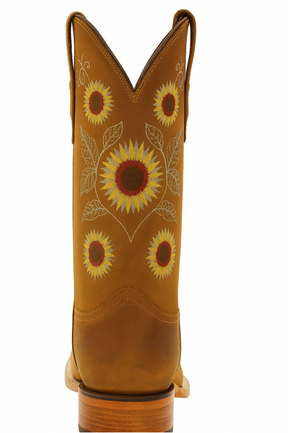 Kids Sunflower Square Toe Cowgirl Boots