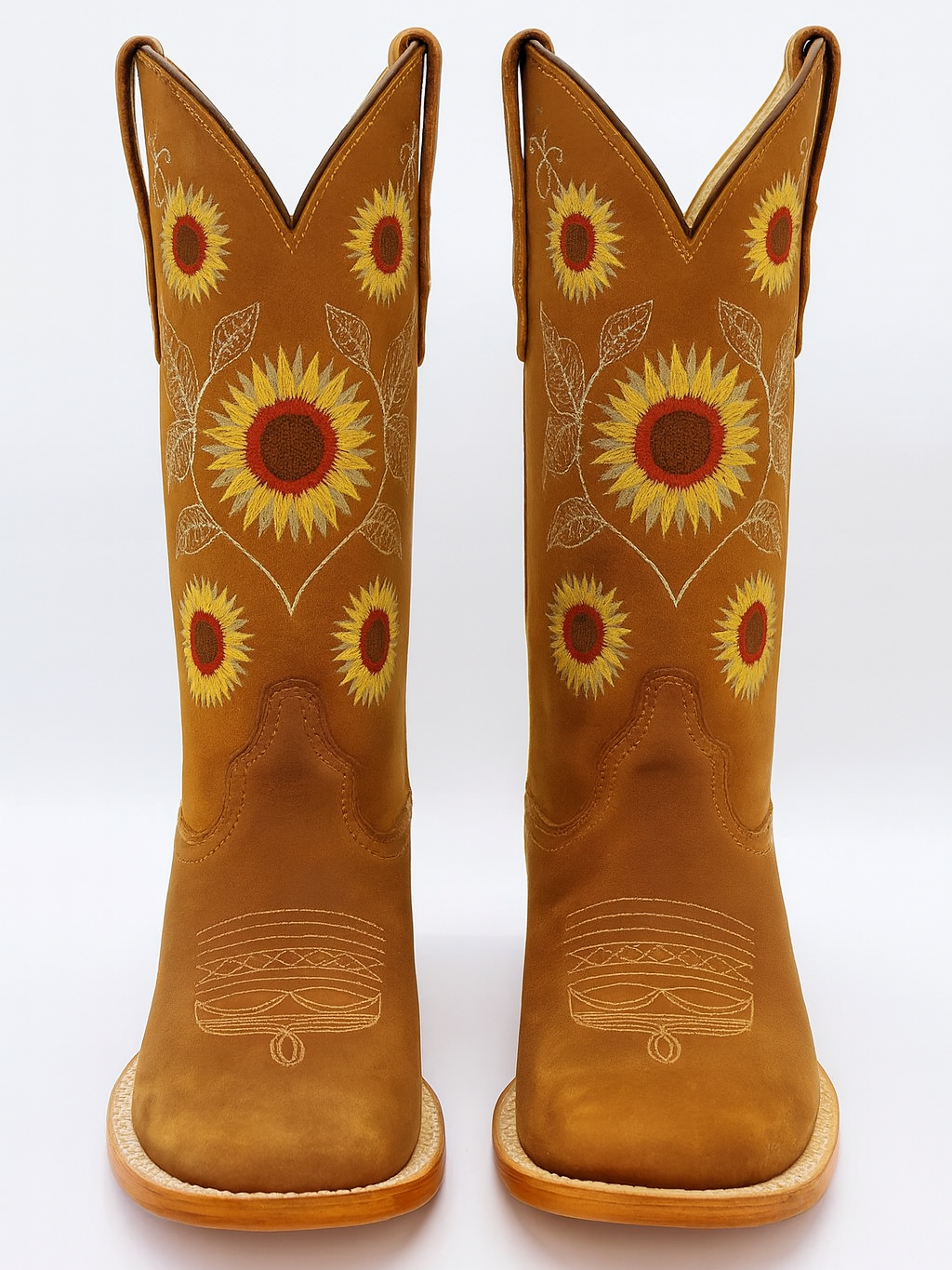Kids Sunflower Square Toe Cowgirl Boots