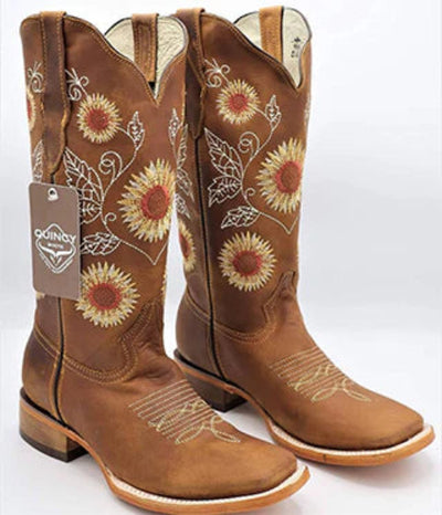 Kids Sunflower Square Toe Cowgirl Boots 3 Q422G6231-7  - from alligatorwarehouse.com