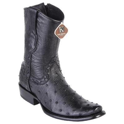 Men's King Exotic Original Ostrich Skin Dubai Style Short Boots 479B03 1 479B0305-060  - from alligatorwarehouse.com