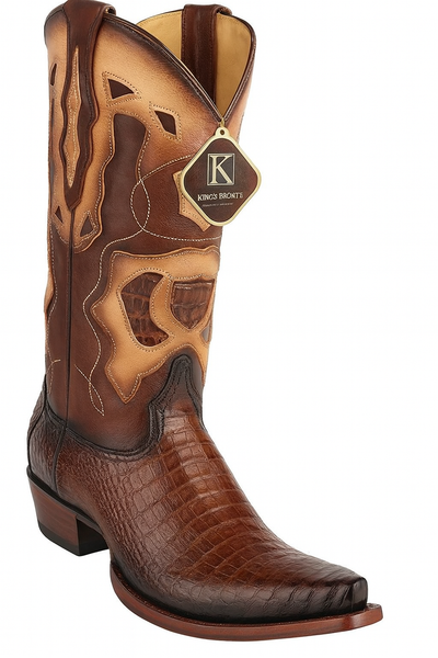 King Exotic Men's Caiman Belly Snip Toe Boots 6 -01  - from alligatorwarehouse.com