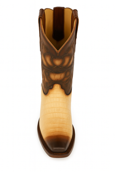 King Exotic Men's Caiman Belly Snip Toe Boots 25 -01  - from alligatorwarehouse.com