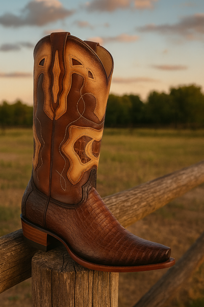 King Exotic Men's Caiman Belly Snip Toe Boots 14 -01  - from alligatorwarehouse.com