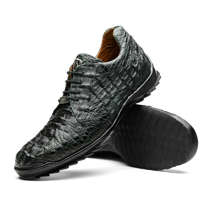 Marco Di Milano Kratos Men's Green Shoes Exotic Caiman Crocodile Sneakers 2 KRATOS_CAIMAN FUSCUS_GREEN_7  - from alligatorwarehouse.com
