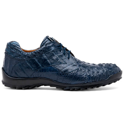 Marco Di Milano Kratos Men's Navy Shoes Exotic Caiman Crocodile Sneakers 1 KRATOS_CAIMAN FUSCUS_NAVY_7  - from alligatorwarehouse.com