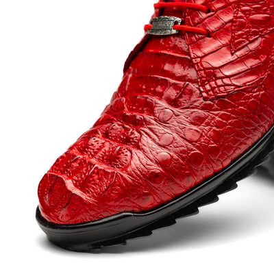 Marco Di Milano Kratos Men's Red Shoes Exotic Caiman Crocodile Sneakers 3 KRATOS_CAIMAN FUSCUS_RED_7  - from alligatorwarehouse.com