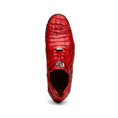 Marco Di Milano Kratos Men's Red Shoes Exotic Caiman Crocodile Sneakers 4 KRATOS_CAIMAN FUSCUS_RED_7  - from alligatorwarehouse.com
