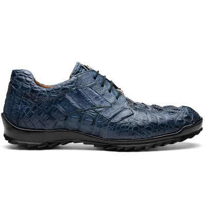 Marco Di Milano Kratos Men's Blue Jean Shoes Exotic Caiman Crocodile Sneakers 1 KRATOS_CAIMAN FUSCUS_BLUE JEAN_7  - from alligatorwarehouse.com