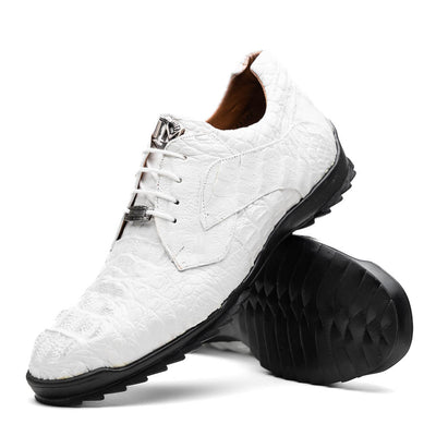 Marco Di Milano Kratos Men's White Shoes Exotic Caiman Crocodile Sneakers 3 KRATOS_CAIMAN FUSCUS_WHITE_7  - from alligatorwarehouse.com