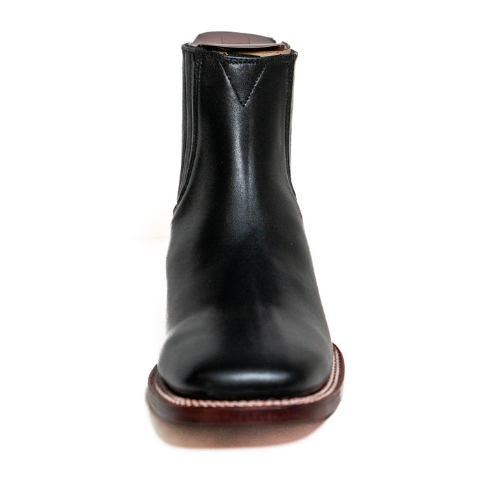 Los Altos Men's Boot Wide Square Toe Deer Black Leather Sole - Deer Black