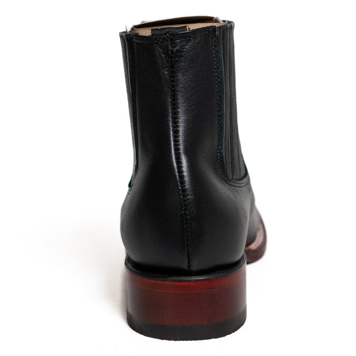 Los Altos Men's Boot Wide Square Toe Deer Black Leather Sole - Deer Black