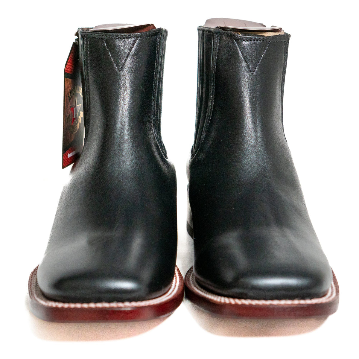 Los Altos Men's Boot Wide Square Toe Deer Black Leather Sole - Deer Black