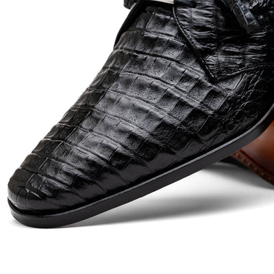Marco Di Milano Lacio Black Caiman Crocodile Derby 3 LACIO_CAIMAN FUSCUS_BLACK_8.5  - from alligatorwarehouse.com