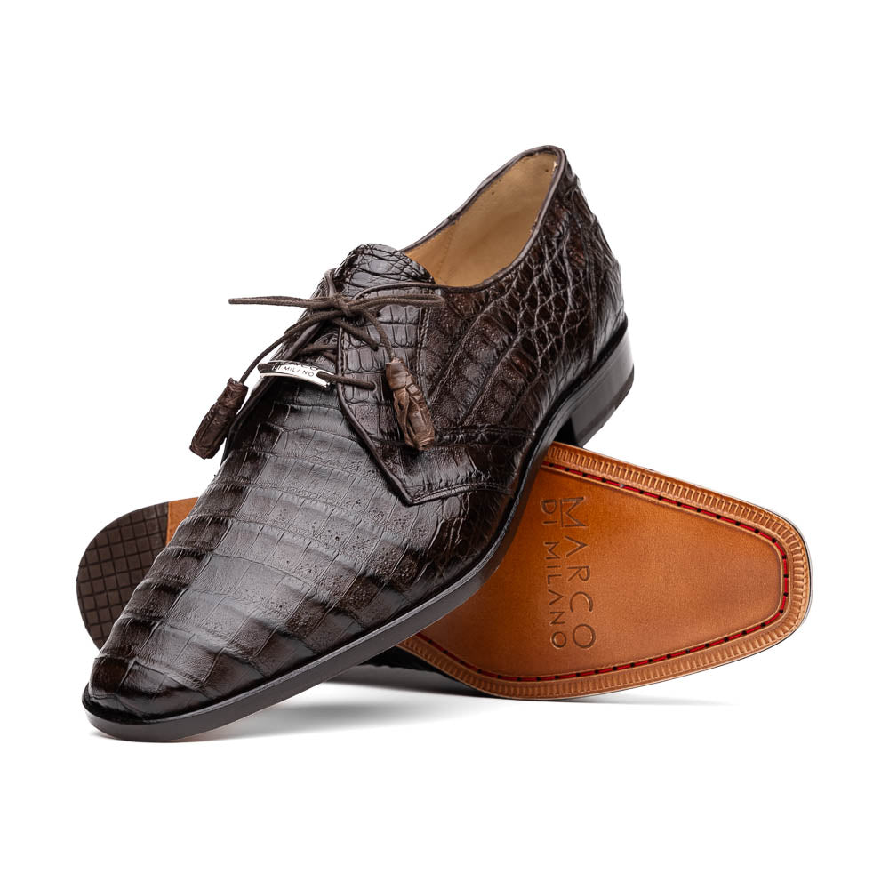 Marco Di Milano Lacio Caiman Crocodile Derby Brown