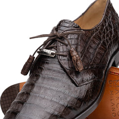 Marco Di Milano Lacio Caiman Crocodile Derby Brown