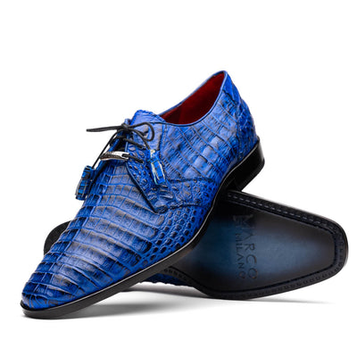 Marco Di Milano Lacio Electric Blue Caiman Crocodile Derby 2 LACIO_CAIMAN FUSCUS_ELECTRIC BLUE_8.5  - from alligatorwarehouse.com