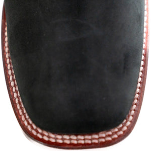 Los Altos Men's Boot Wide Square Toe Nobuck Black Leather Sole - Nobuck Black
