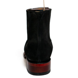 Los Altos Men's Boot Wide Square Toe Nobuck Black Leather Sole - Nobuck Black
