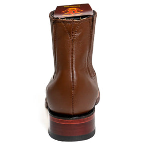 Los Altos Men's Boot Wide Square Toe Deer Light Brown Leather Sole - Deer Light Brown