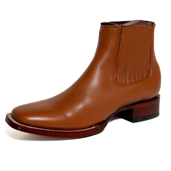 Los Altos Men's Boot Wide Square Toe Deer Honey Leather Sole - Deer Honey