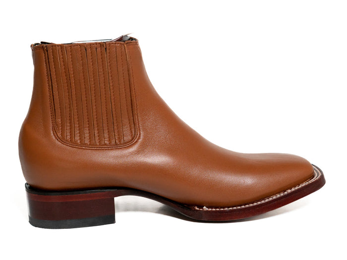 Los Altos Men's Boot Wide Square Toe Deer Honey Leather Sole - Deer Honey