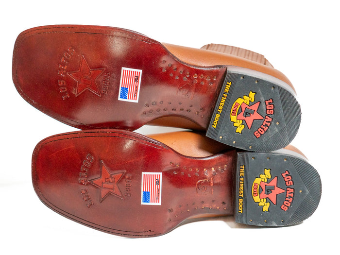 Los Altos Men's Boot Wide Square Toe Deer Honey Leather Sole - Deer Honey
