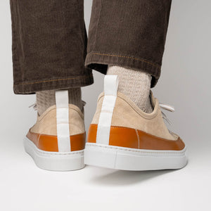 Zelli Lando Sueded Goatskin Sneakers in Taupe | Made in Italy