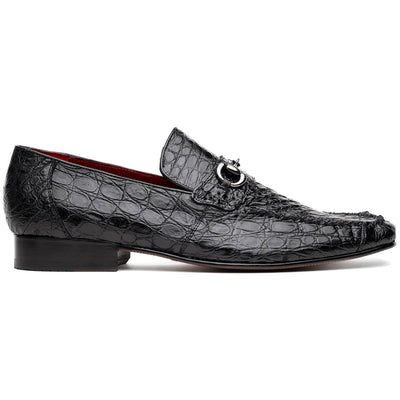 Marco Di Milano Landro Shoes Black Exotic Crocodile Horsebit Loafers 1 LANDRO_FLANK YAKAREI_BLACK_10.5  - from alligatorwarehouse.com