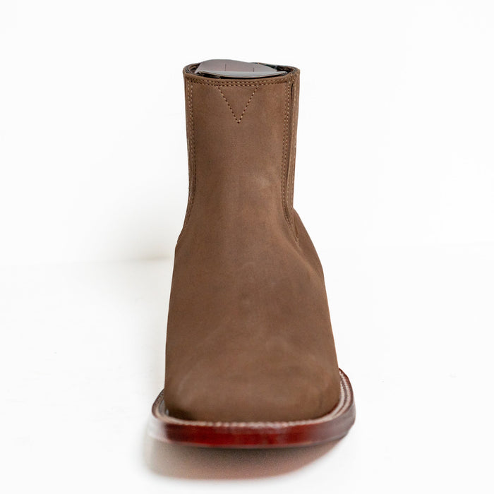 Los Altos Men's Boot Wide Square Toe Nobuck Taupe Leather Sole - Nobuck Taupe