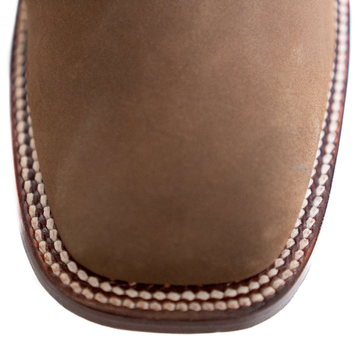 Los Altos Men's Boot Wide Square Toe Nobuck Taupe Leather Sole - Nobuck Taupe