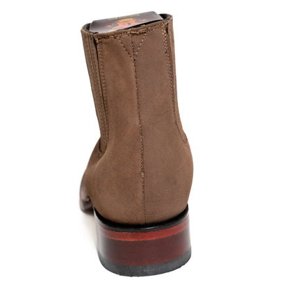 Los Altos Men's Boot Wide Square Toe Nobuck Taupe Leather Sole - Nobuck Taupe