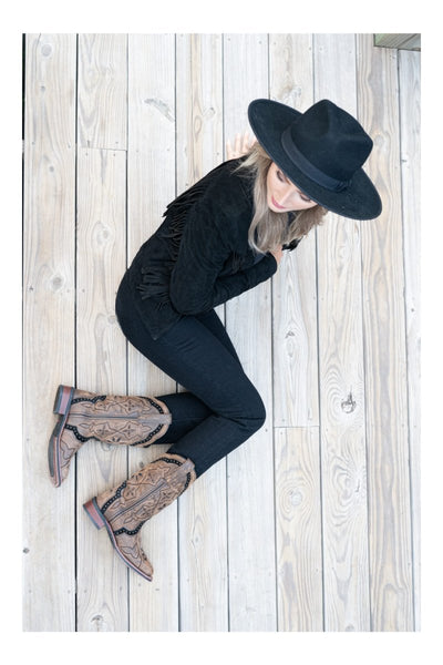 Laredo Women's Bouquet Broad Square Toe Leather Boots - Honey 5844 4 5844_6_M  - from alligatorwarehouse.com